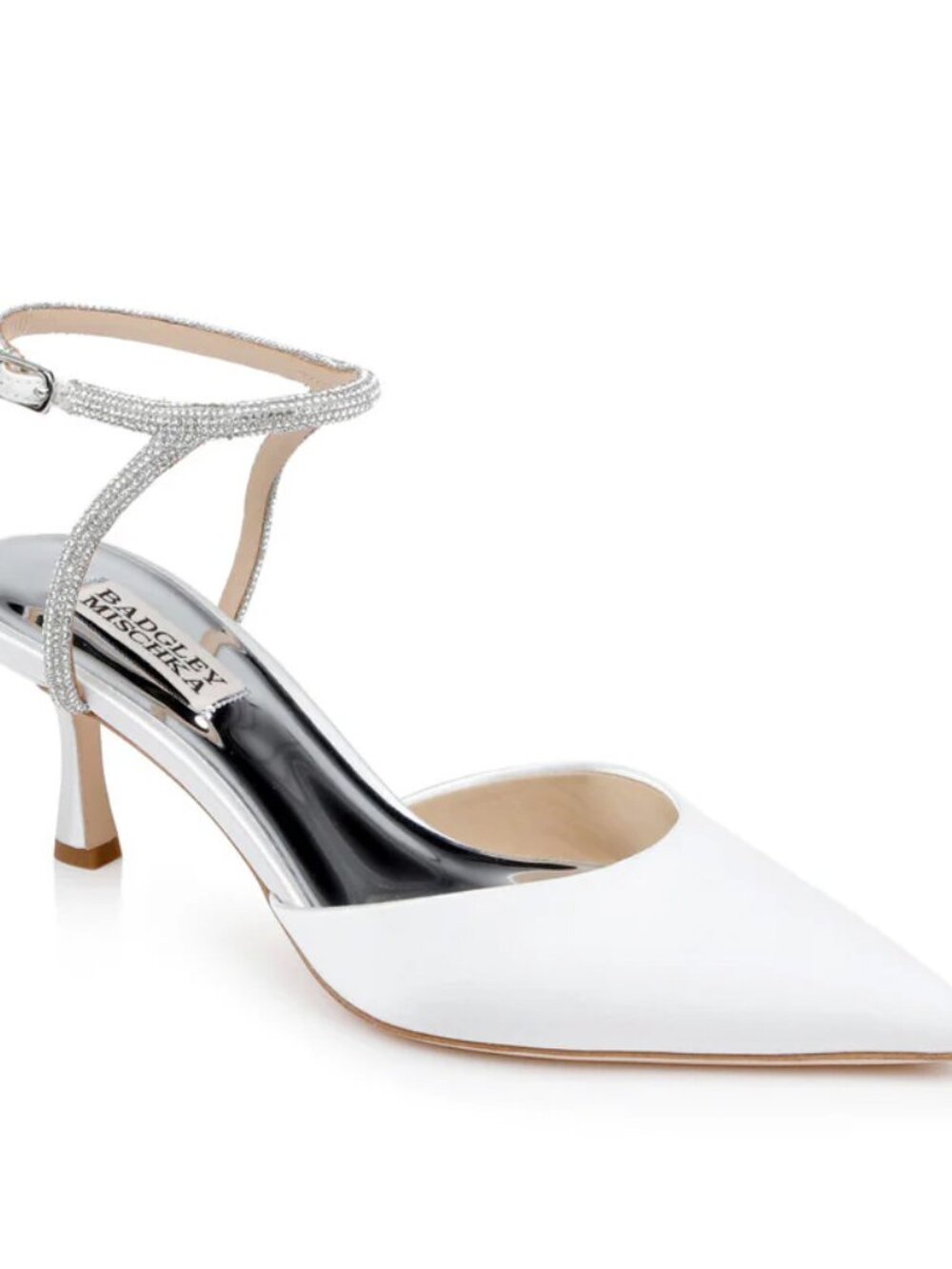 Badgley Mischka Autumn Ankle Strap Kitten Heel Pumps White US Size 10